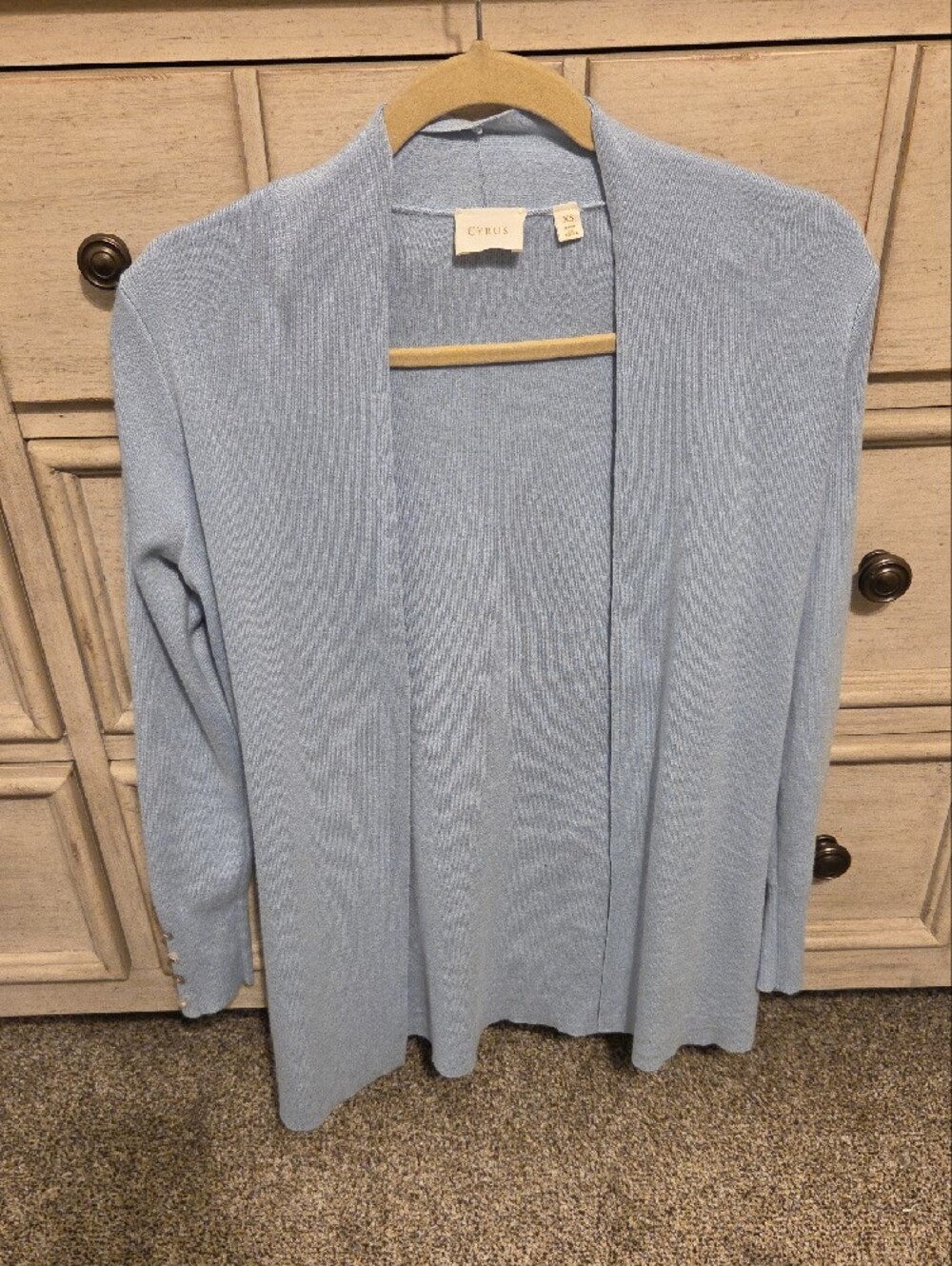Cyrus Soft Sky Blue Open-Front Women's Cardigan